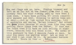 Hunter Thompson 1965 Letter -- Playboy bounced on His Article, ...Hefner himself had vetoed the piece because it would look like they were getting their ideas from the SEPost...